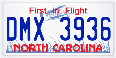 NC license plate DMX3936