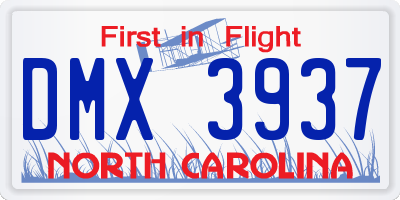 NC license plate DMX3937