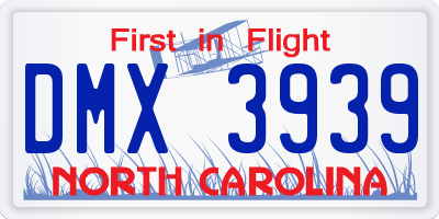 NC license plate DMX3939