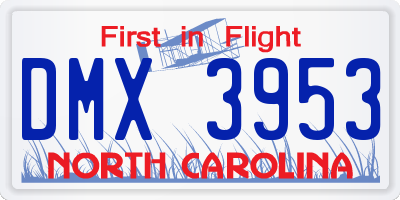 NC license plate DMX3953