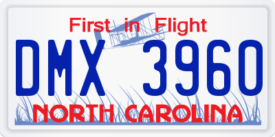 NC license plate DMX3960