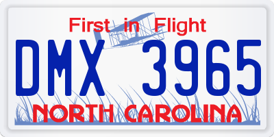NC license plate DMX3965