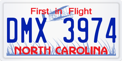 NC license plate DMX3974