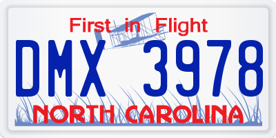 NC license plate DMX3978