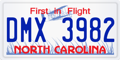 NC license plate DMX3982