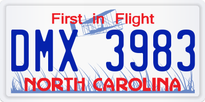 NC license plate DMX3983