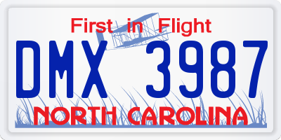 NC license plate DMX3987