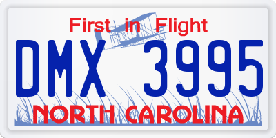 NC license plate DMX3995