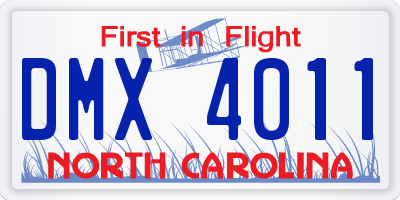 NC license plate DMX4011