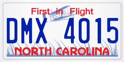 NC license plate DMX4015