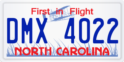 NC license plate DMX4022