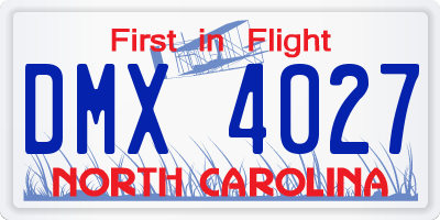 NC license plate DMX4027