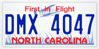 NC license plate DMX4047