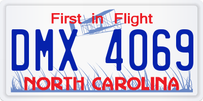 NC license plate DMX4069