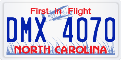 NC license plate DMX4070