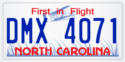 NC license plate DMX4071