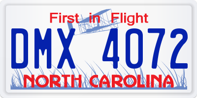 NC license plate DMX4072
