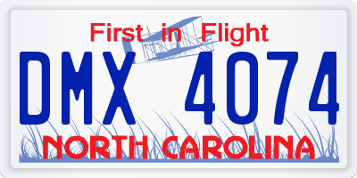 NC license plate DMX4074