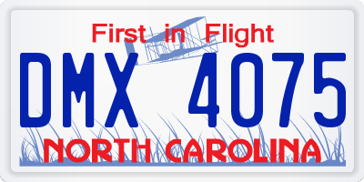 NC license plate DMX4075