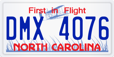 NC license plate DMX4076