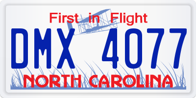 NC license plate DMX4077