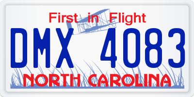 NC license plate DMX4083