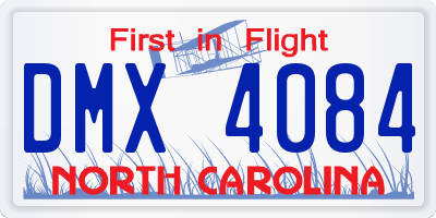 NC license plate DMX4084
