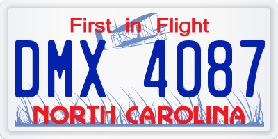 NC license plate DMX4087