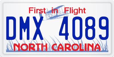 NC license plate DMX4089