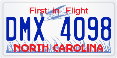 NC license plate DMX4098