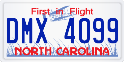 NC license plate DMX4099