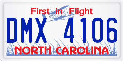 NC license plate DMX4106