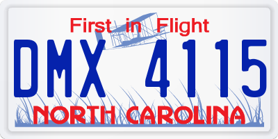 NC license plate DMX4115