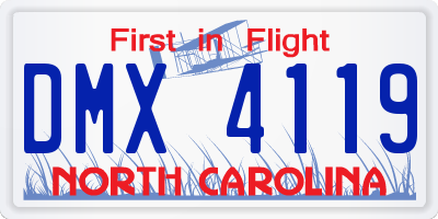 NC license plate DMX4119