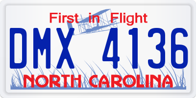 NC license plate DMX4136