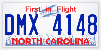 NC license plate DMX4148