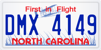 NC license plate DMX4149