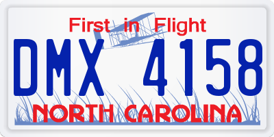 NC license plate DMX4158