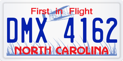 NC license plate DMX4162