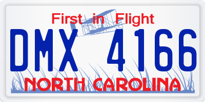 NC license plate DMX4166