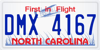 NC license plate DMX4167
