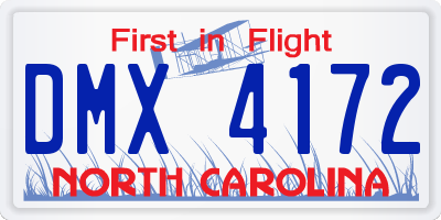 NC license plate DMX4172