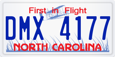 NC license plate DMX4177