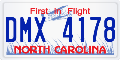 NC license plate DMX4178