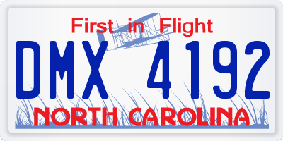 NC license plate DMX4192