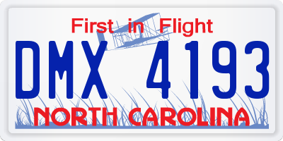 NC license plate DMX4193