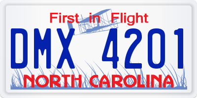 NC license plate DMX4201