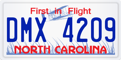NC license plate DMX4209