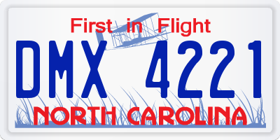 NC license plate DMX4221