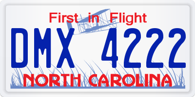 NC license plate DMX4222
